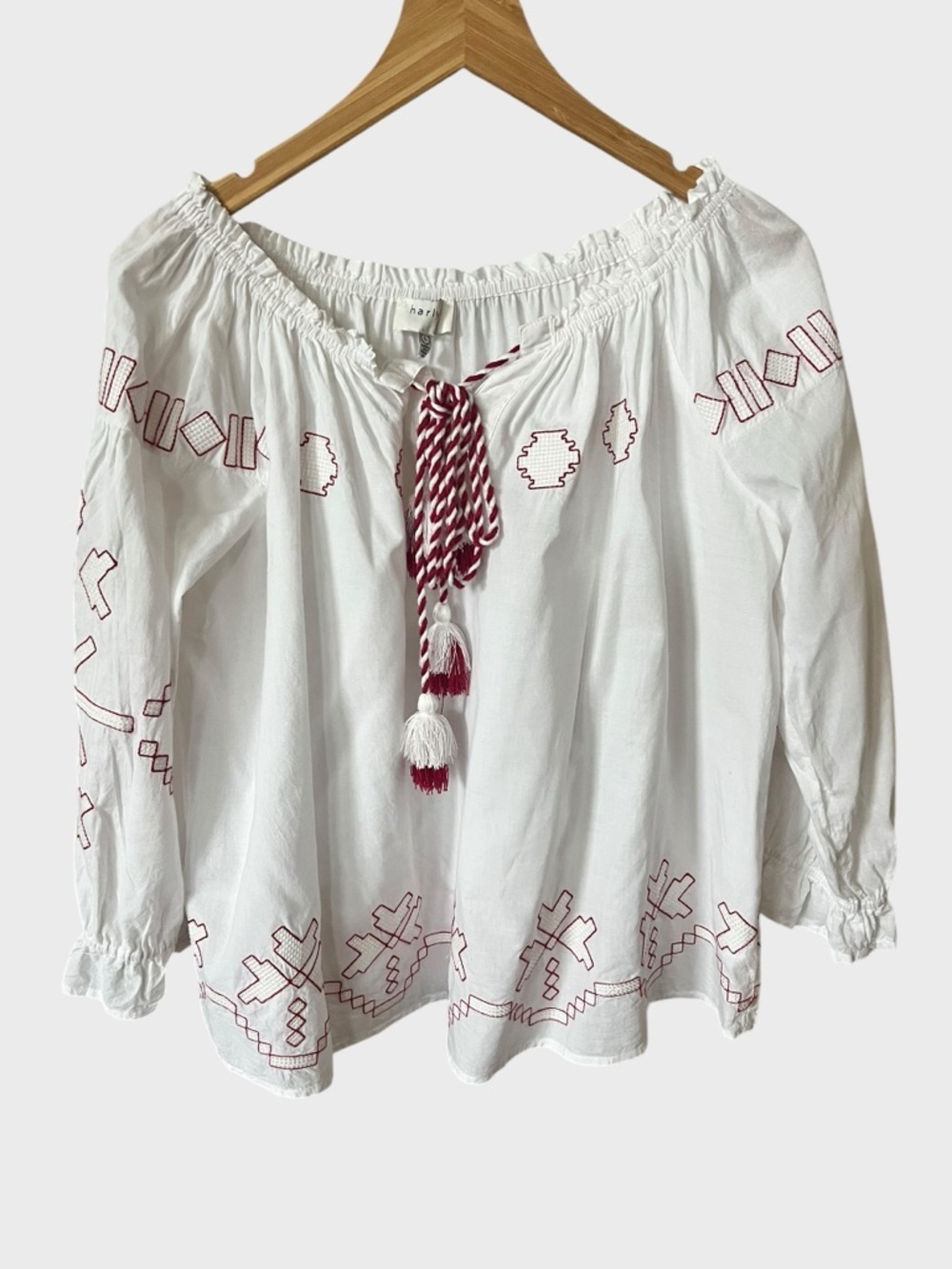 Anthropologie Harlyn Boho Embroidered Peasant Top